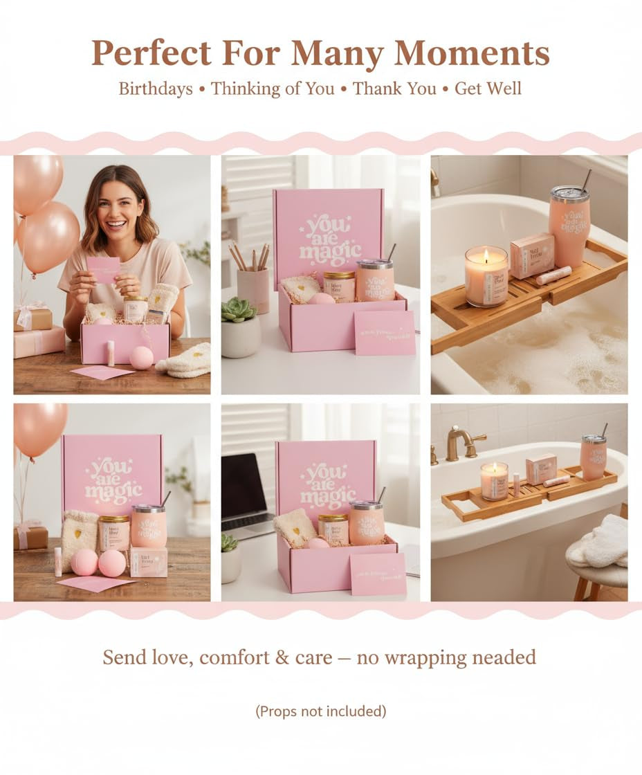 for Women - Birthday Edition | Gift Box for Her | Thinking of You Gift Basket with Mug, Scented Candle, Bath Bombs, Soap + More | Unique Gift Ideas