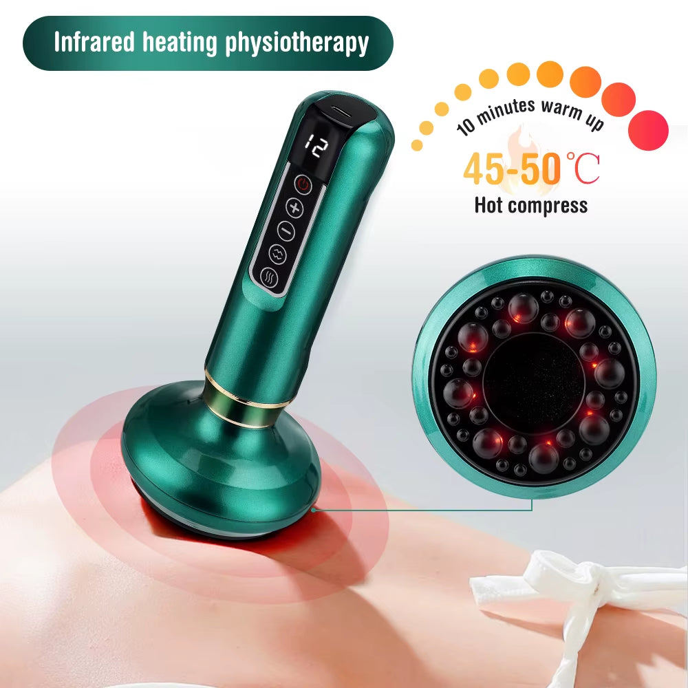 Electric Cupping Massager Vacuum Suction Cup Guasha anti Cellulite Beauty Scraping Infrared Heat Slimming Massage Therapy