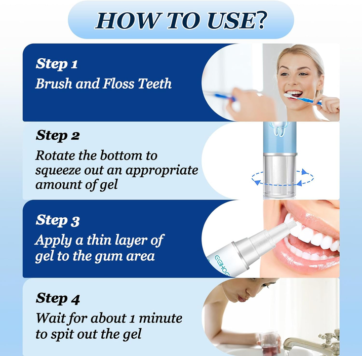 Neslemy Gum Shield Therapy Gel, Instant Treatment Essence, Dentizen Gum Therapy Gel, Teeth Whitening Essence Pen (3PCS)