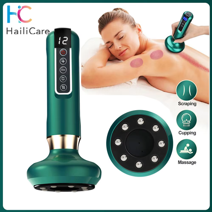 Electric Cupping Massager Vacuum Suction Cup Guasha anti Cellulite Beauty Scraping Infrared Heat Slimming Massage Therapy