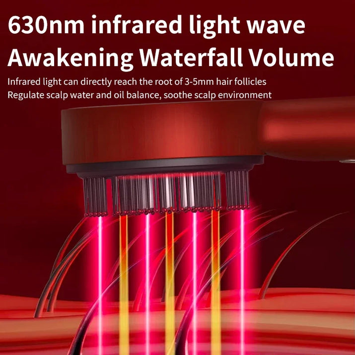 Electric Head Massage Comb Hair Medicine Oil Applicator Scalp Massage Brush 630Nm Infrared Red Light Hair Growth Comb Hair Care