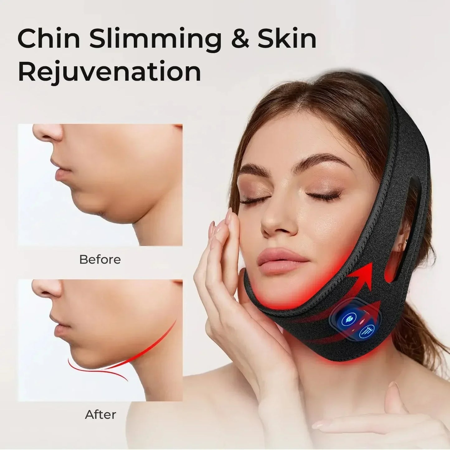 Rechargable Red Light Neck Brace Infrared Therapy Face Care V Face Wearable Red Light Therapy Neck Belt Skin Care Home Use