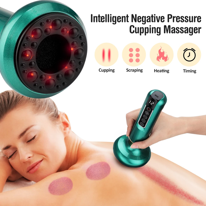 Electric Cupping Massager Vacuum Suction Cup Guasha anti Cellulite Beauty Scraping Infrared Heat Slimming Massage Therapy